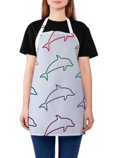 Фартук женский JoyArty для готовки "Цветные дельфины", универсальный размер