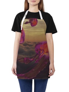 Фартук женский JoyArty для готовки "Летучие медузы", универсальный размер
