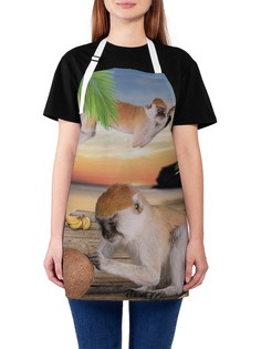 Фартук женский JoyArty для готовки "Обезьяны с бананами", универсальный размер