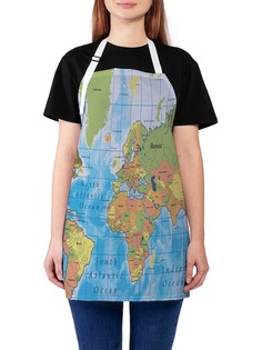 Фартук женский JoyArty для готовки "Карта мира", универсальный размер