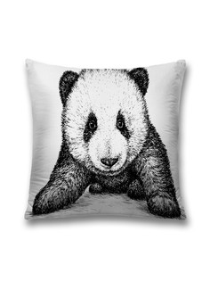 Наволочка JoyArty декоративная "Мохнатая панда" на молнии, 45x45 см