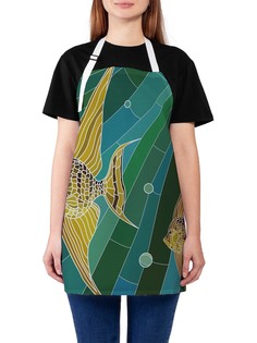 Фартук женский JoyArty для готовки "Рыбный орнамент", универсальный размер