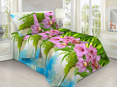 Простыня Mercury Home «Розовая орхидея» 1.5 СП 145x214 Бязь