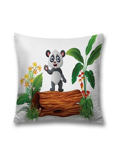 Наволочка JoyArty декоративная "Панда здоровается" на молнии, 45x45 см