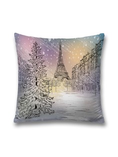 Наволочка JoyArty декоративная "Снежный париж" на молнии, 45x45 см