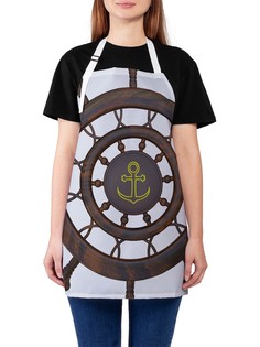 Фартук женский JoyArty для готовки "Штурвал с якорем", универсальный размер