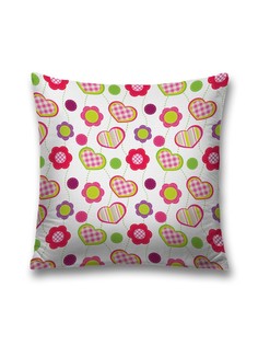 Наволочка JoyArty декоративная "Сердца и цветы радуги" на молнии, 45x45 см