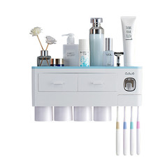 Подвесной органайзер-держатель ASWEI для зубных щеток c 4-мя стаканами голубой Ecoco