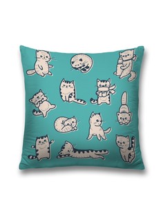 Наволочка JoyArty декоративная "Котик в разных позах" на молнии, 45x45 см