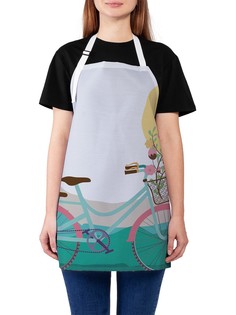 Фартук женский JoyArty для готовки "Велосипед с цветами", универсальный размер