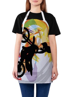 Фартук женский JoyArty для готовки "Трюк с мотоциклом", универсальный размер