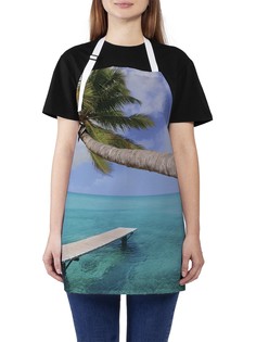 Фартук женский JoyArty для готовки "Пальма над мостиком", универсальный размер