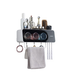 Подвесной органайзер-держатель ECOCO для зубных щеток c 3-мя стаканами в ванну, черный