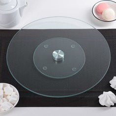 Подставка для торта вращающаяся Доляна d=32 см стеклянная