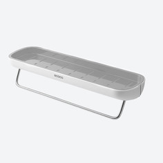 Навесная настенная полка ECOCO для полотенец в ванную и на кухню серая с белым