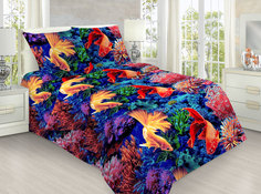 Простыня Mercury Home «Золотая рыбка» 1.5 СП 145x214 Бязь