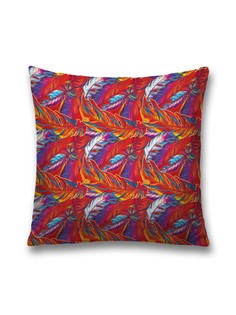 Наволочка JoyArty декоративная "Контрастные перья" на молнии, 45x45 см