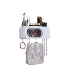 Подвесной органайзер-держатель ECOCO для зубных щеток c 2-мя стаканами в ванну, серый