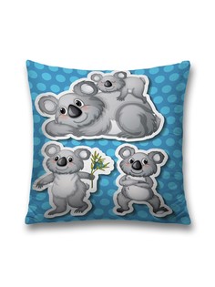 Наволочка JoyArty декоративная "Дружные коалы" на молнии, 45x45 см