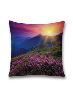 Наволочка JoyArty декоративная "Горные цветы на рассвете" на молнии, 45x45 см