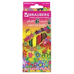 Фломастеры Brauberg Blooming flowers 6 цветов, вентилируемый колпачок Greenwich Line