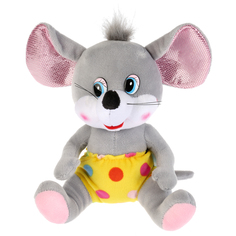 Мягкая игрушка Мульти-Пульти Мышь в желтых штанишках серый, 18 см