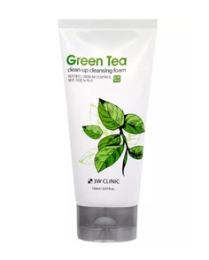 Заживляющая пенка для очищения кожи лица 3W Clinic Green Tea Clean Up Cleansing Foam 150мл