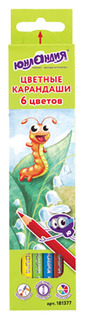Карандаши цветные ЮНЛАНДИЯ В ГОСТЯХ У БУКАШЕК, 6 цветов, классические заточенные, 181377