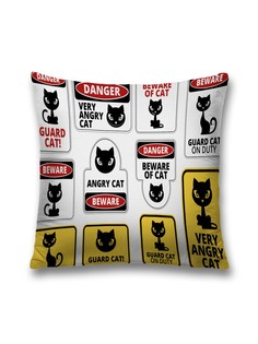 Наволочка JoyArty декоративная "Очень голодный кот" на молнии, 45x45 см