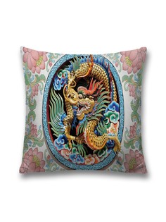 Наволочка JoyArty декоративная "Сказка о драконе" на молнии, 45x45 см