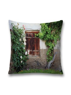 Наволочка JoyArty декоративная "Цветочный куст у окна" на молнии, 45x45 см