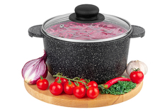 Кастрюля 2 л Elan Gallery ГАРМОНИЯ ВКУСА Черный мрамор с крышкой D18
