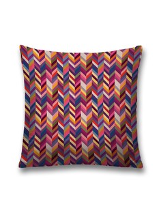 Наволочка JoyArty декоративная "Разноцветный зигзаг" на молнии, 45x45 см