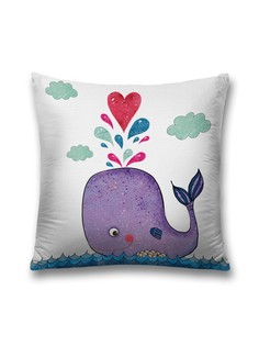 Наволочка JoyArty декоративная "Влюбленный кит" на молнии, 45x45 см