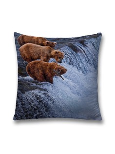 Наволочка JoyArty декоративная "Медвежья рыбалка" на молнии, 45x45 см