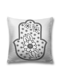 Наволочка JoyArty декоративная "Цветок в хамсе" на молнии, 45x45 см