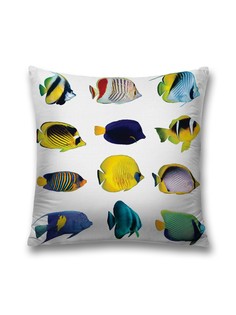 Наволочка JoyArty декоративная "Рыбы в красках" на молнии, 45x45 см