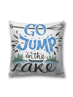 Наволочка JoyArty декоративная "Лагерь на реке" на молнии, 45x45 см