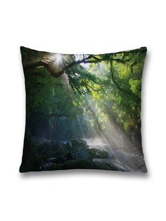Наволочка JoyArty декоративная "Солнце пробивается через лес" на молнии, 45x45 см