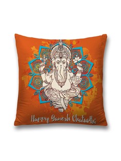 Наволочка JoyArty декоративная "Счастливый Ганеша" на молнии, 45x45 см