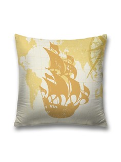 Наволочка JoyArty декоративная "Силуэт корабля" на молнии, 45x45 см