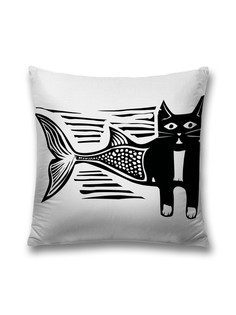 Наволочка JoyArty декоративная "Кот русалка" на молнии, 45x45 см
