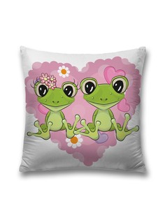 Наволочка JoyArty декоративная "Друзья-лягушки" на молнии, 45x45 см