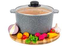 Кастрюля 4 л Elan Gallery ГАРМОНИЯ ВКУСА Серый мрамор с крышкой D22