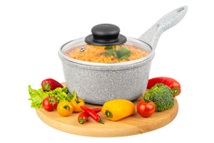 Ковш 1,2 л Elan Gallery ГАРМОНИЯ ВКУСА Серый агат с крышкой D16, несъёмная ручка