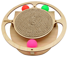 Игровой комплекс для кошек GoSi Круг с шариками c когтеточкой из каната, 32 х 28 х 3,6 см