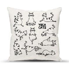 Подушка декоративная, смесовая ткань; Yoga cats 40х40 Традиция