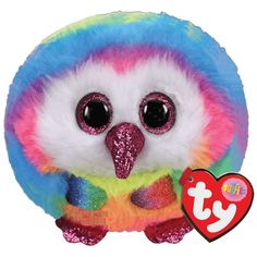 Мягкая игрушка-пуф TY Сова Твигги, розовый 10 см