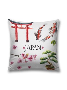 Наволочка JoyArty декоративная "Особенности Японии" на молнии, 45x45 см