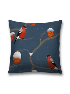 Наволочка JoyArty декоративная "Рябина в снегу" на молнии, 45x45 см